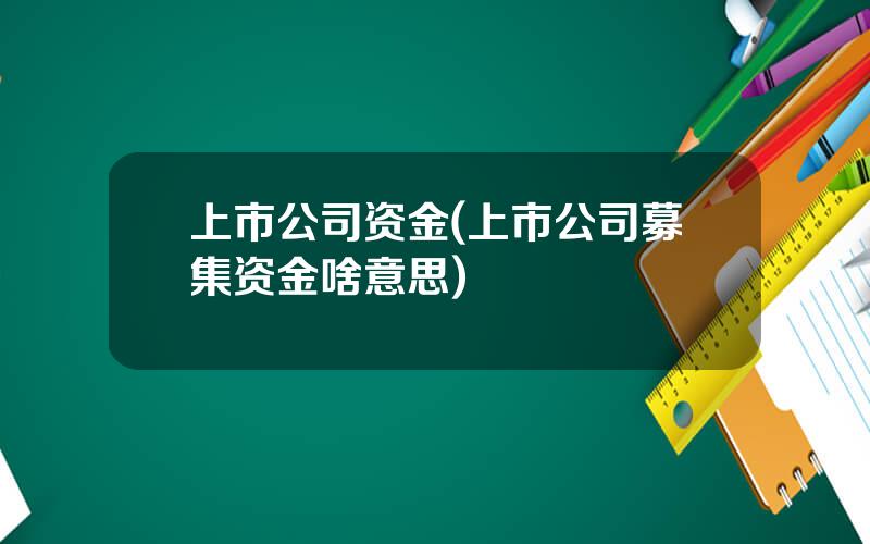 上市公司资金(上市公司募集资金啥意思)