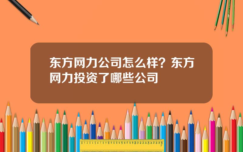 东方网力公司怎么样？东方网力投资了哪些公司