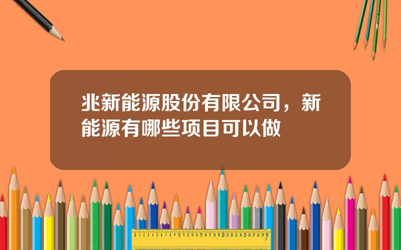 兆新能源股份有限公司，新能源有哪些项目可以做