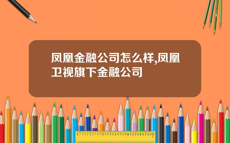凤凰金融公司怎么样,凤凰卫视旗下金融公司