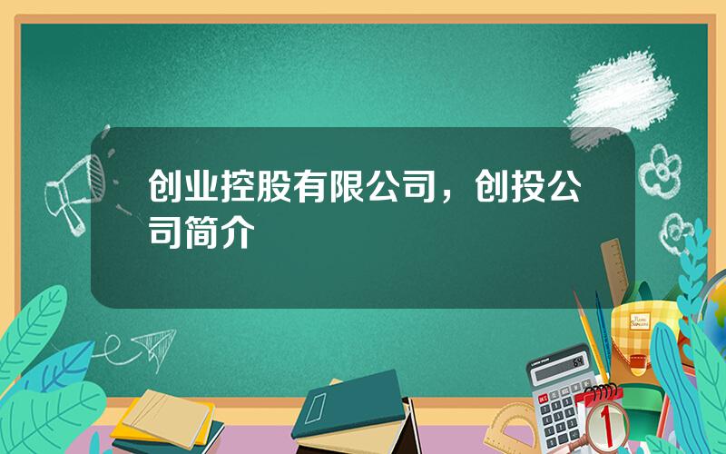 创业控股有限公司，创投公司简介