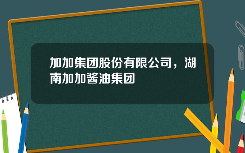 加加集团股份有限公司，湖南加加酱油集团