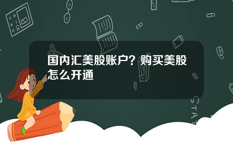 国内汇美股账户？购买美股怎么开通