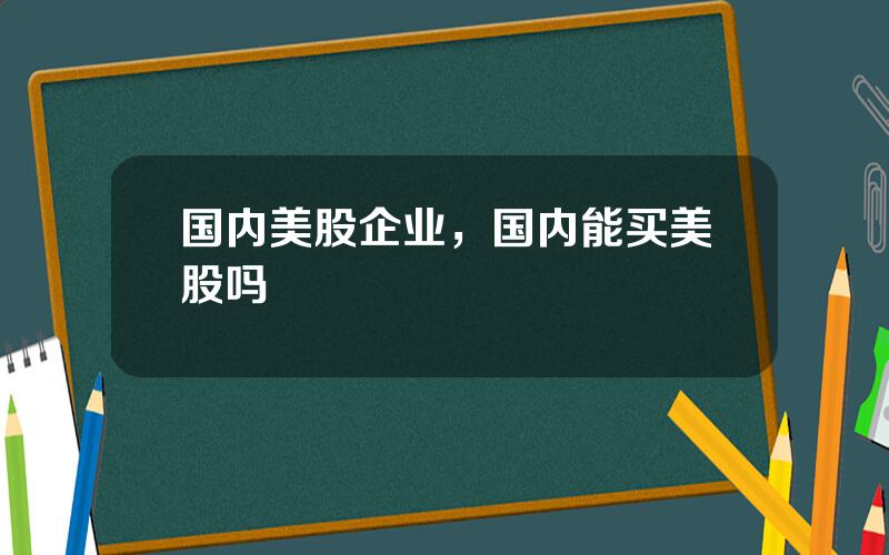 国内美股企业，国内能买美股吗
