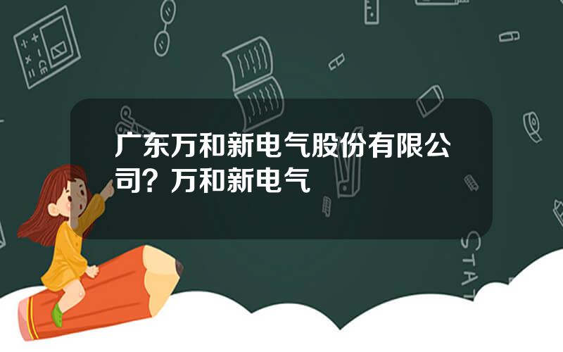 广东万和新电气股份有限公司？万和新电气