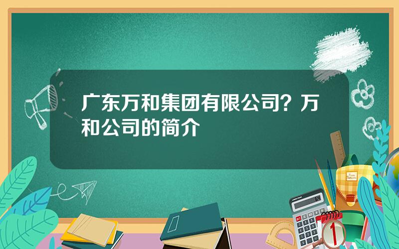 广东万和集团有限公司？万和公司的简介