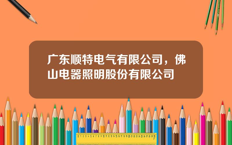 广东顺特电气有限公司，佛山电器照明股份有限公司