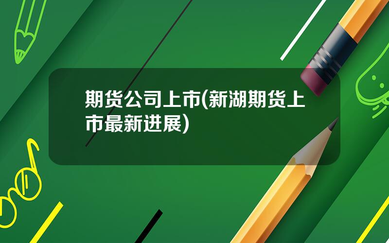 期货公司上市(新湖期货上市最新进展)