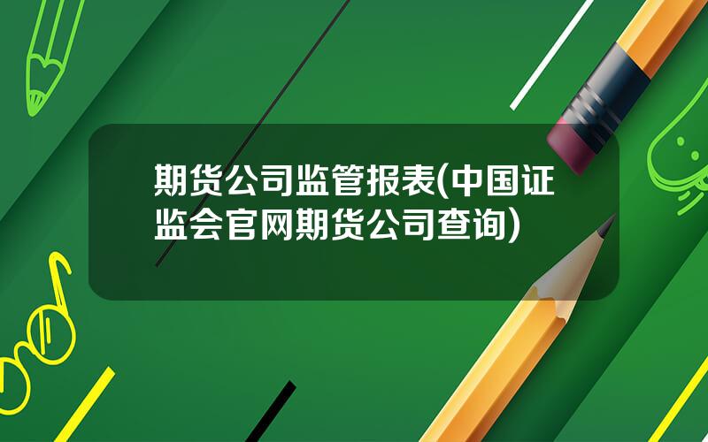 期货公司监管报表(中国证监会官网期货公司查询)