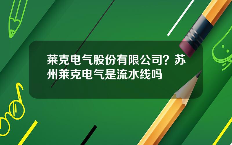 莱克电气股份有限公司？苏州莱克电气是流水线吗